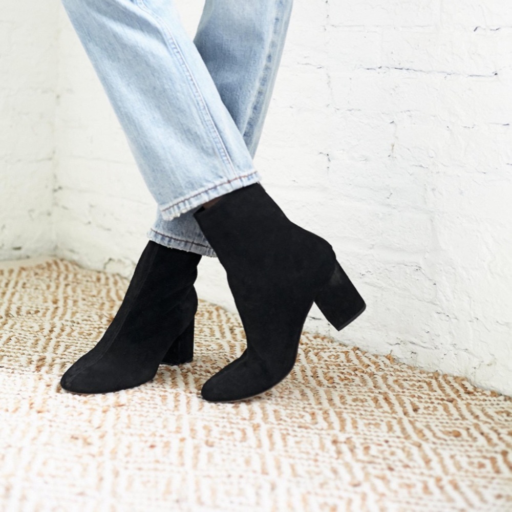 Free People Cecile Ankle Black Suede Boot